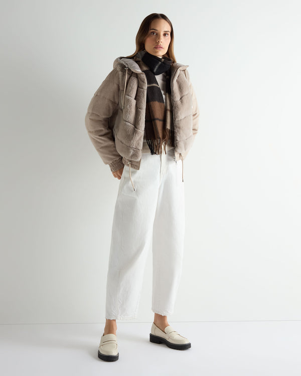 N.peal Women's Rex Front Padded Jacket In Beige Brown