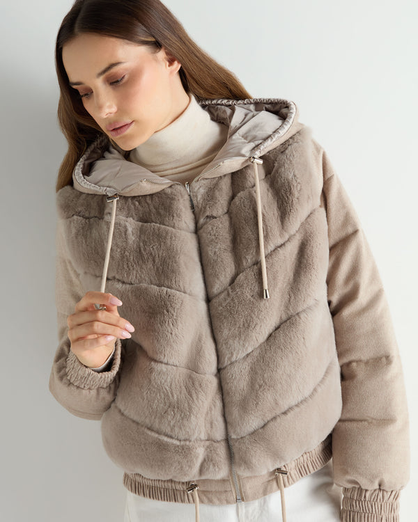 n.peal Women's Rex Front Padded Jacket In Beige Brown