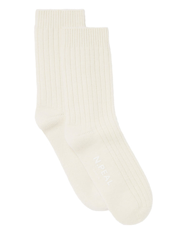 n.peal Women's Rib Cashmere House Socks In New Ivory White