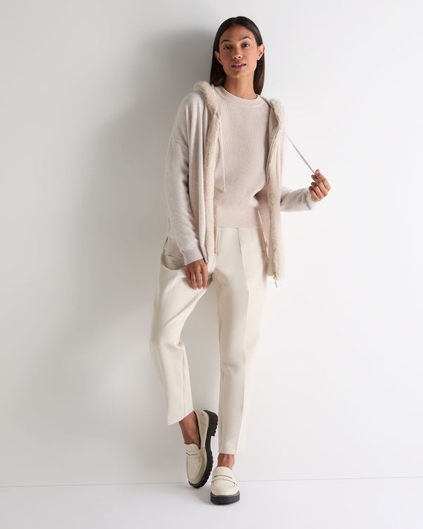 N.peal Women's Rib Raglan Cashmere Sweater In Ecru White