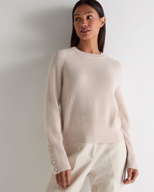 n.peal Women's Rib Raglan Cashmere Sweater In Ecru White