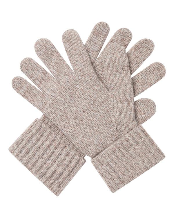 n.peal Women's Ribbed Cashmere Gloves In Basilica Beige Brown Marl