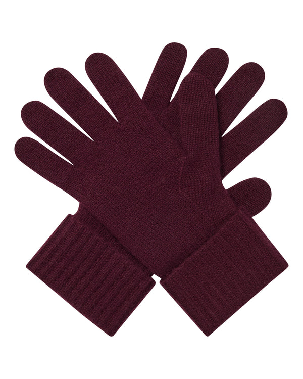 n.peal Women's Ribbed Cashmere Gloves In Bordeaux Red