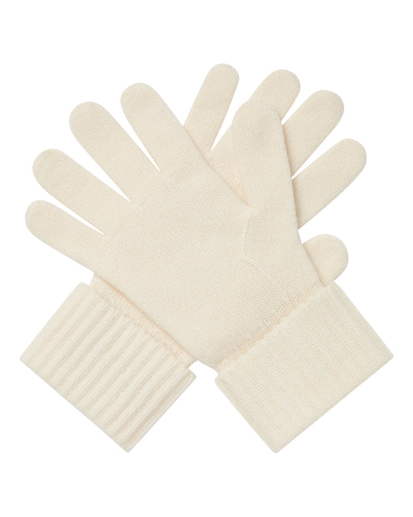n.peal Women's Ribbed Cashmere Gloves In New Ivory White