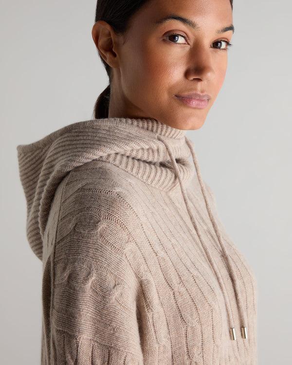 N.peal Women's Ribbed Cashmere Hood In Oatmeal Brown