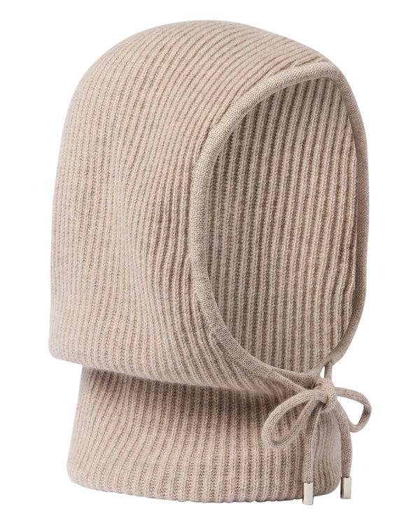 n.peal Women's Ribbed Cashmere Hood In Oatmeal Brown