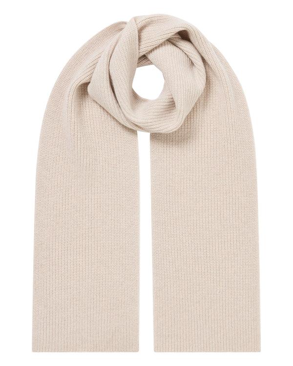 n.peal Women's Ribbed Cashmere Scarf With Lurex In Ecru White Sparkle
