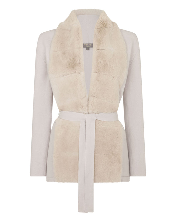 N.peal Women's Ruby Herringbone Fur Cardigan In Snow Grey
