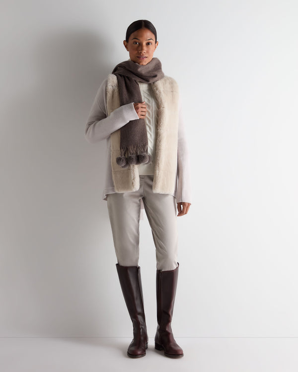 N.peal Women's Ruby Herringbone Fur Cardigan In Snow Grey
