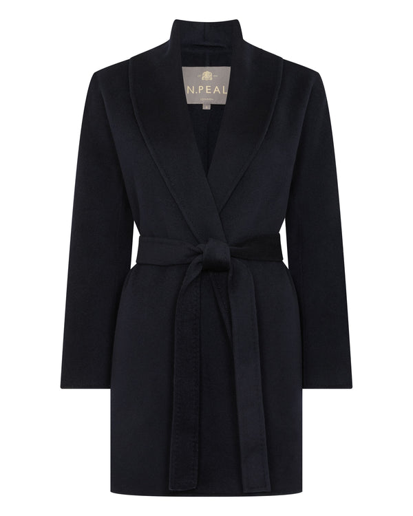 N.peal Women's Short Wool Cashmere Coat In Dark Navy