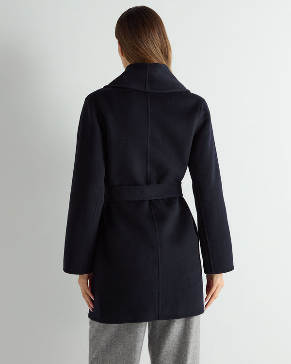 N.peal Women's Short Wool Cashmere Coat In Dark Navy