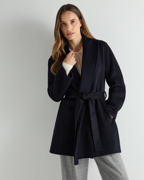 n.peal Women's Short Wool Cashmere Coat In Dark Navy