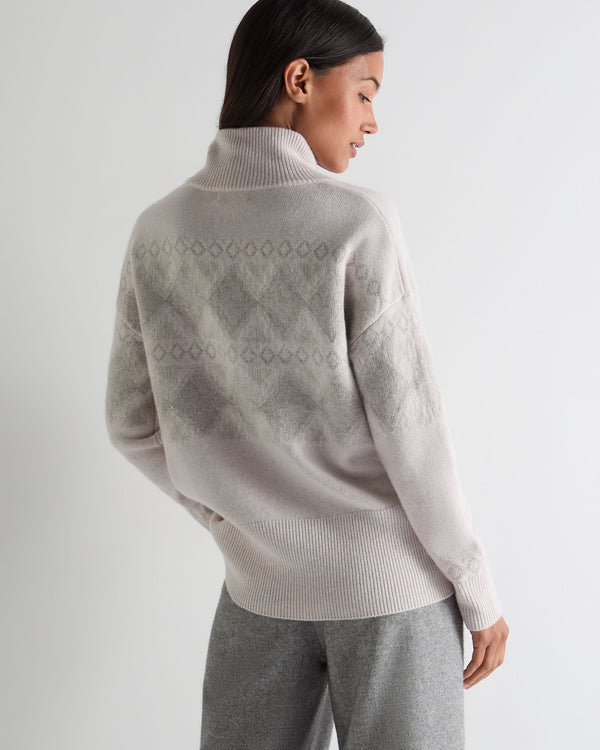 N.peal Women's Sparkle Jacquard Cashmere Sweater In Pebble Grey