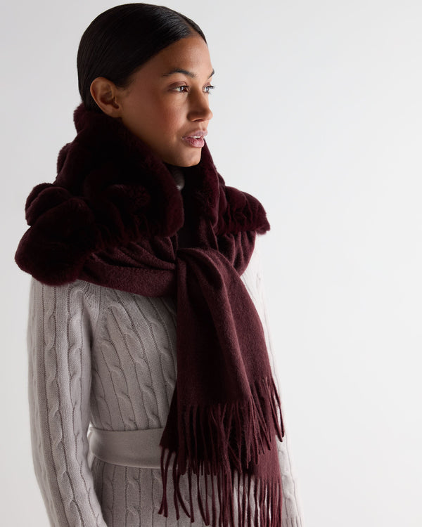 N.peal Women's St Moritz Fur Neck Scarf In Claret Red