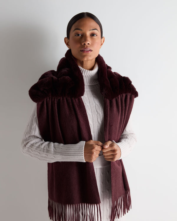 N.peal Women's St Moritz Fur Neck Scarf In Claret Red