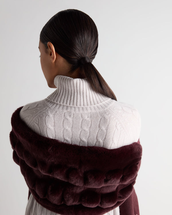 N.peal Women's St Moritz Fur Neck Scarf In Claret Red