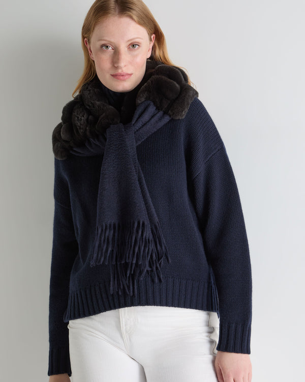 N.peal Women's St Moritz Fur Neck Scarf In Navy Blue