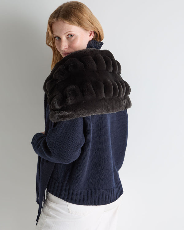 N.peal Women's St Moritz Fur Neck Scarf In Navy Blue