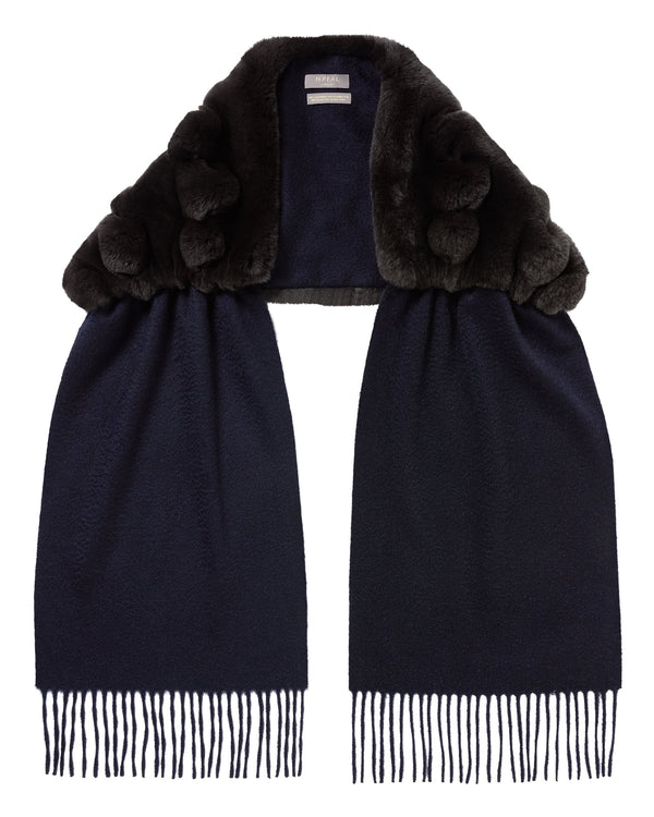 n.peal Women's St Moritz Fur Neck Scarf In Navy Blue