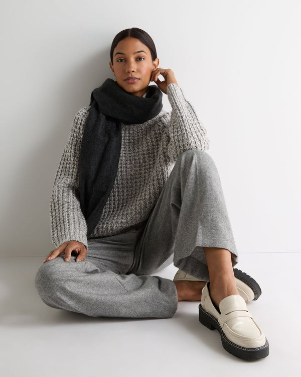 N.peal Women's Super Chunky Rib Cashmere Sweater In Flannel Grey Marl