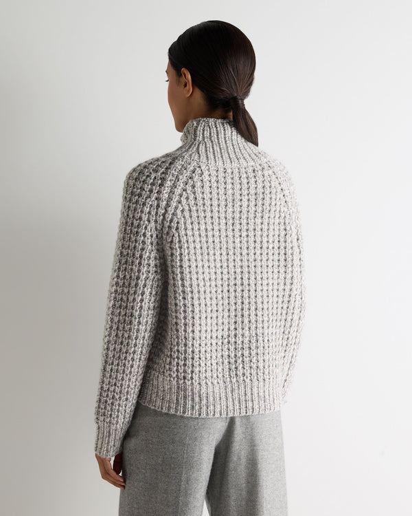 N.peal Women's Super Chunky Rib Cashmere Sweater In Flannel Grey Marl