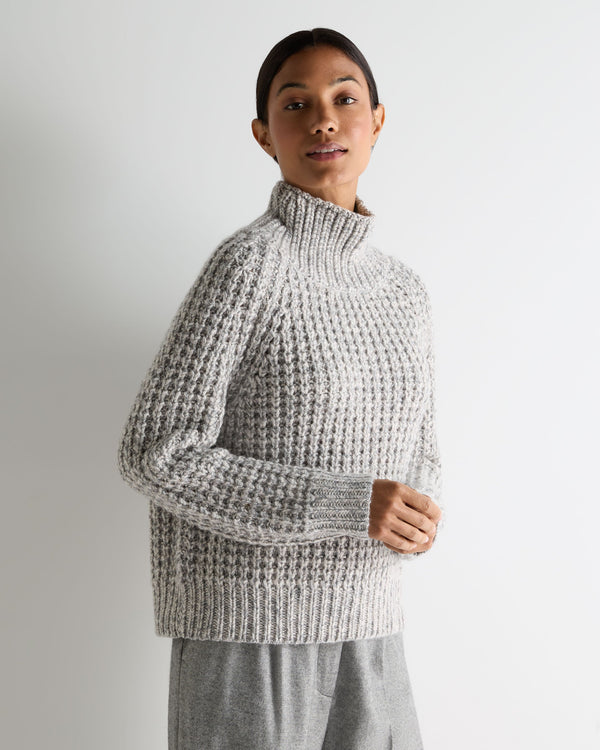 n.peal Women's Super Chunky Rib Cashmere Sweater In Flannel Grey Marl