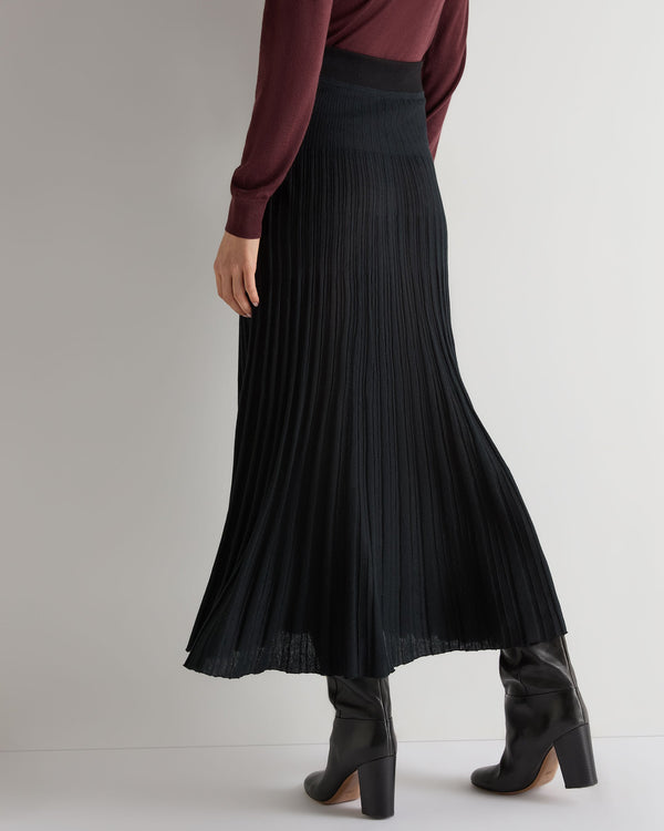 N.peal Women's Superfine Pleated Cashmere Silk Skirt In Black