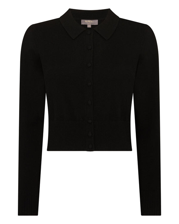 N.peal Women's Thea Collared Cashmere Cardigan In Black