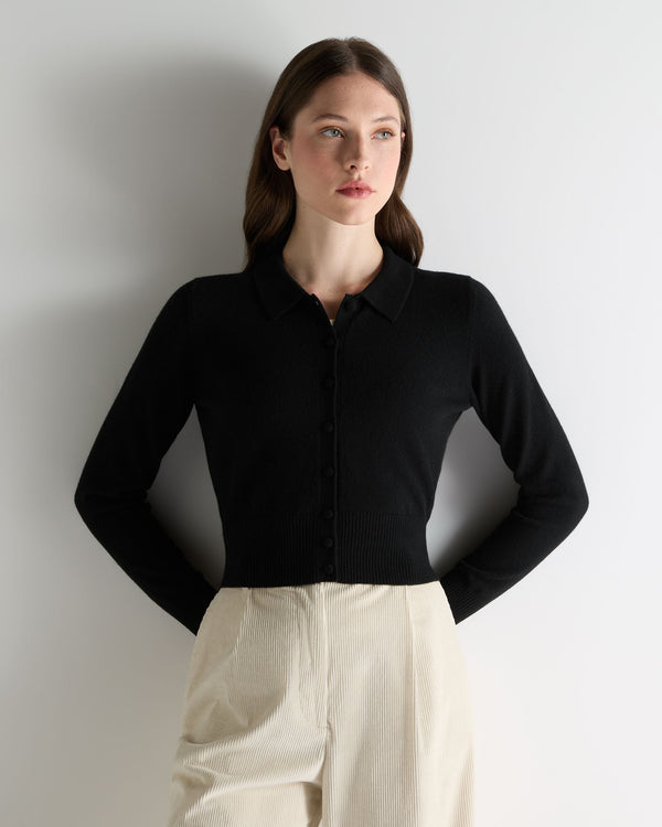 n.peal Women's Thea Collared Cashmere Cardigan In Black