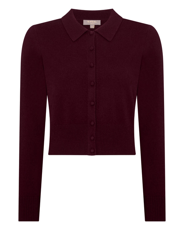 N.peal Women's Thea Collared Cashmere Cardigan In Bordeaux Red