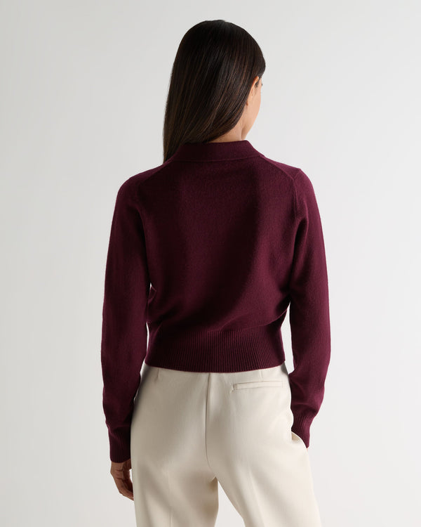 N.peal Women's Thea Collared Cashmere Cardigan In Bordeaux Red