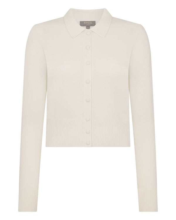 N.peal Women's Thea Collared Cashmere Cardigan In New Ivory White
