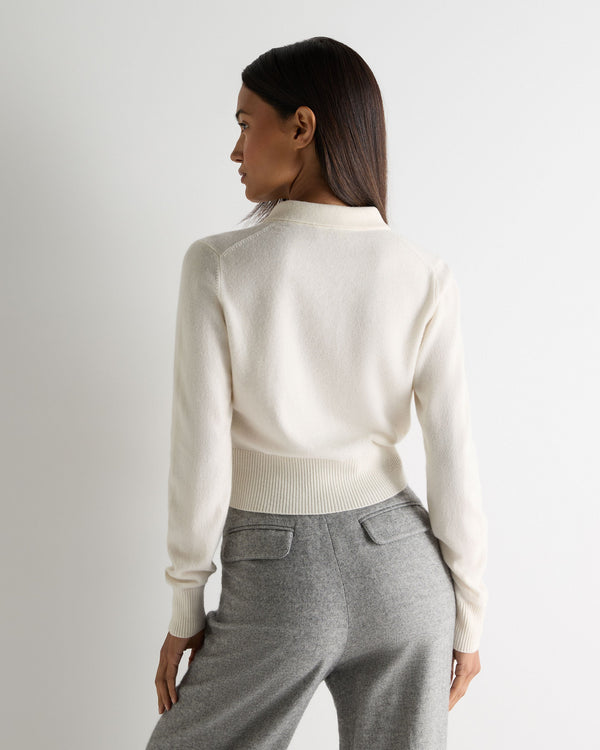 N.peal Women's Thea Collared Cashmere Cardigan In New Ivory White