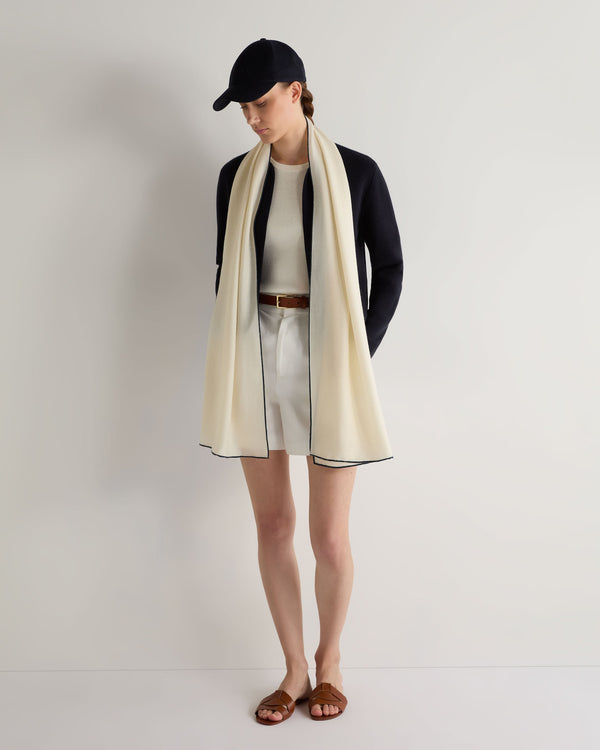 N.peal Women's Tipped Cashmere Pashmina In New Ivory White