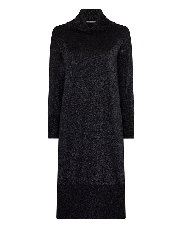 N.peal Women's Turtle Neck Cashmere Dress In Black Sparkle