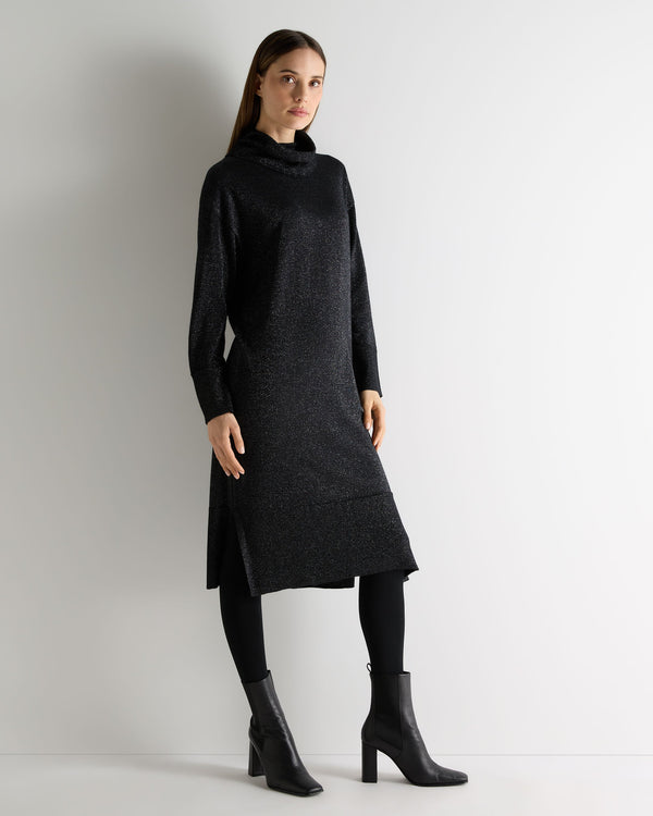 n.peal Women's Turtle Neck Cashmere Dress In Black Sparkle
