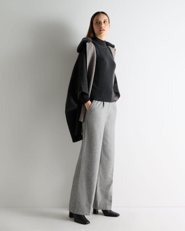 N.peal Women's Turtle Neck Cashmere Tank Top With Metal Trim In Deep Charcoal Grey