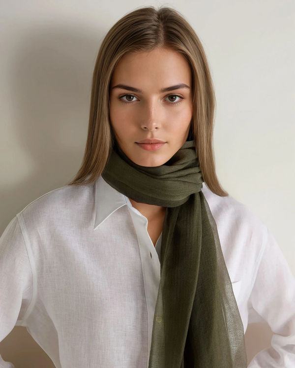 N.peal Women's Ultrafine Pashmina Cashmere Shawl In Arabica Khaki Green