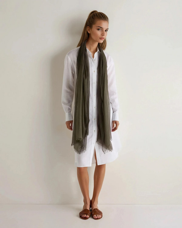 N.peal Women's Ultrafine Pashmina Cashmere Shawl In Arabica Khaki Green