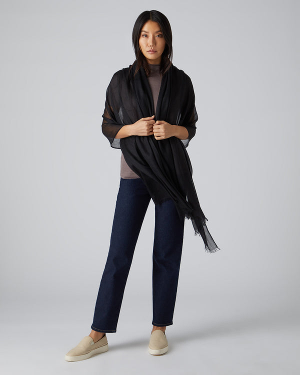 N.peal Women's Ultrafine Pashmina Cashmere Shawl In Black
