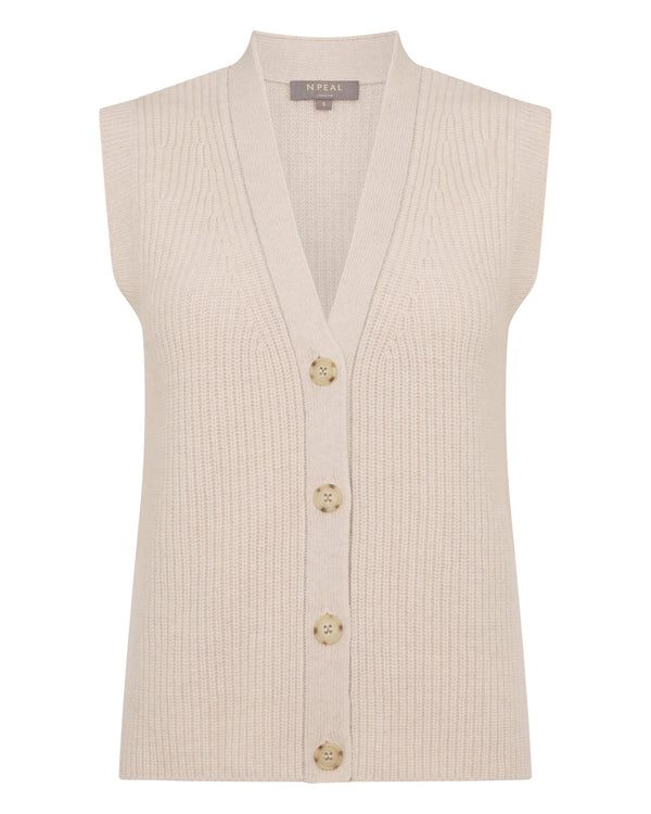 N.peal Women's V Neck Cashmere Tank Top In Ecru White