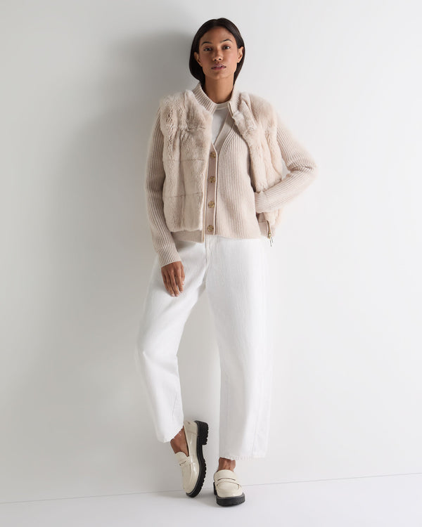 N.peal Women's V Neck Cashmere Tank Top In Ecru White