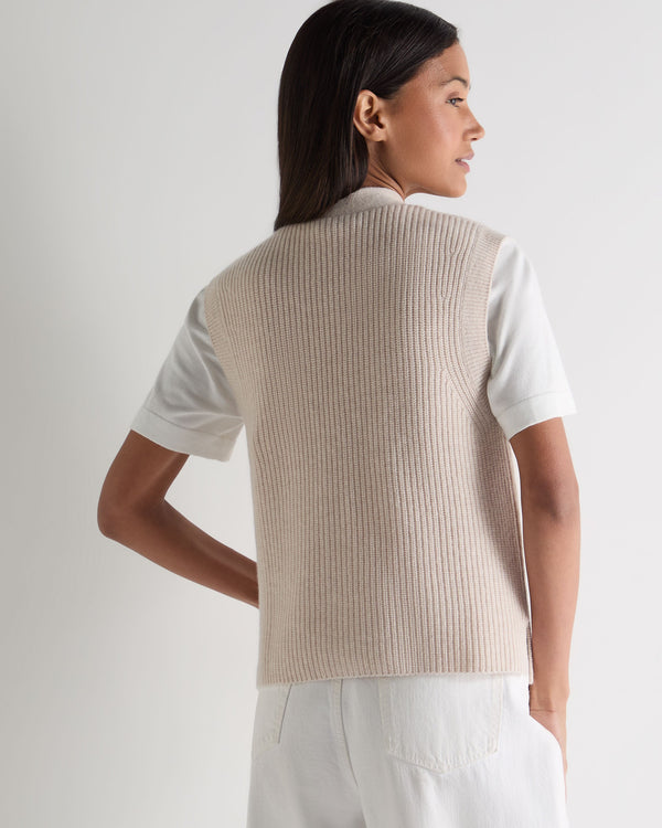 N.peal Women's V Neck Cashmere Tank Top In Ecru White