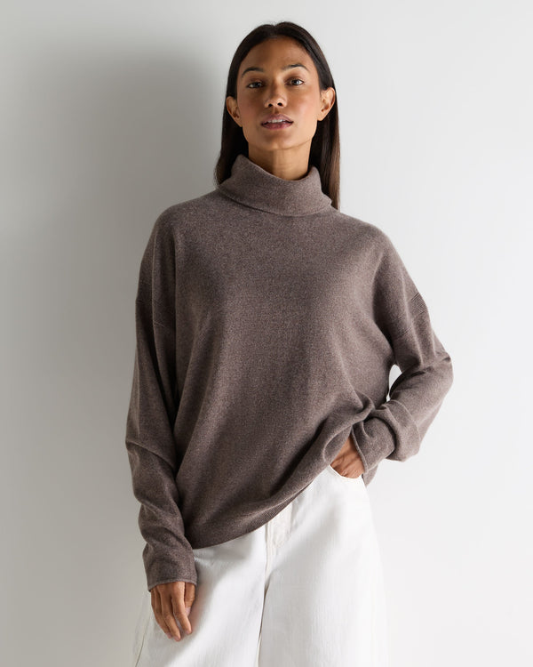 n.peal Women's Victoria Turtle Neck Cashmere Sweater In Otter Brown