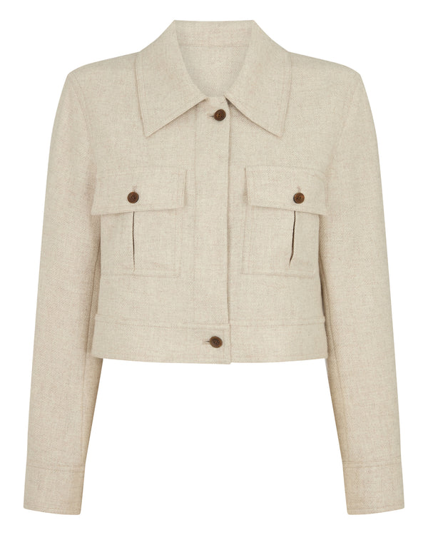 N.peal Women's Woven Cashmere Cropped Jacket In Beige Brown