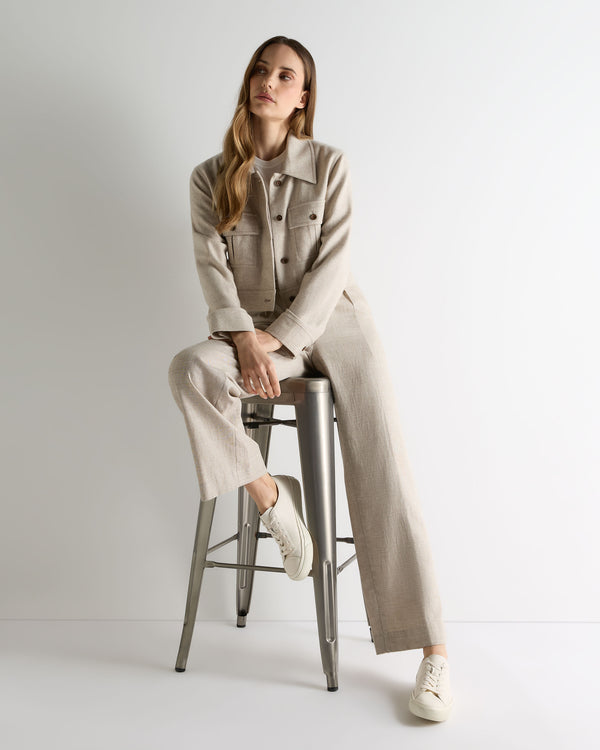 N.peal Women's Woven Cashmere Cropped Jacket In Beige Brown