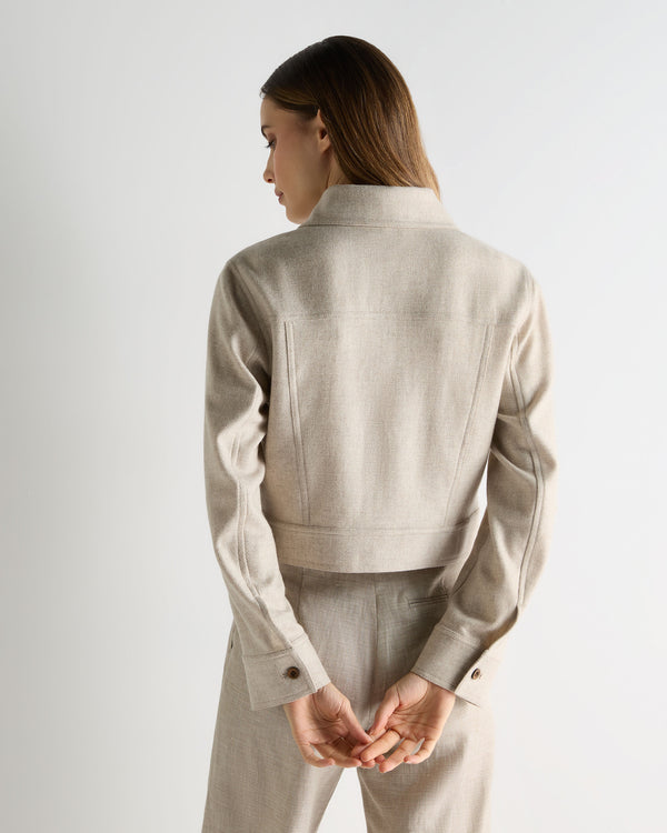N.peal Women's Woven Cashmere Cropped Jacket In Beige Brown