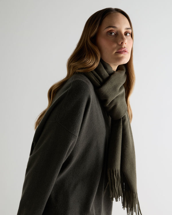 N.peal Women's Woven Cashmere Shawl In Arabica Khaki Green