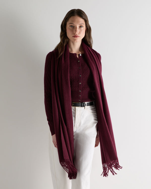 N.peal Women's Woven Cashmere Shawl In Bordeaux Red