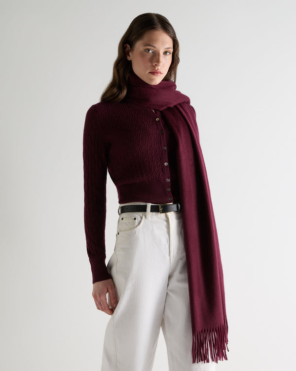 N.peal Women's Woven Cashmere Shawl In Bordeaux Red